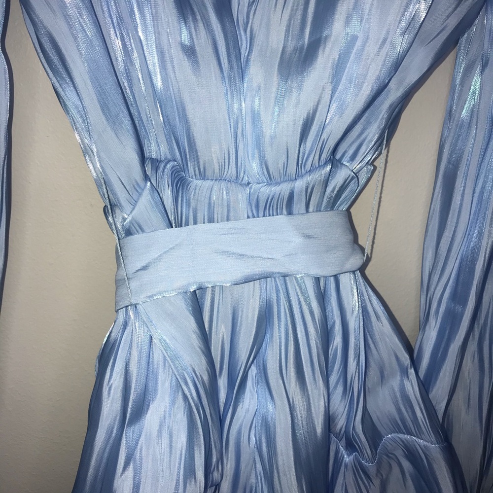 Shein Solid Ruffle Hem Satin Belted Romper - Picture 8 of 9
